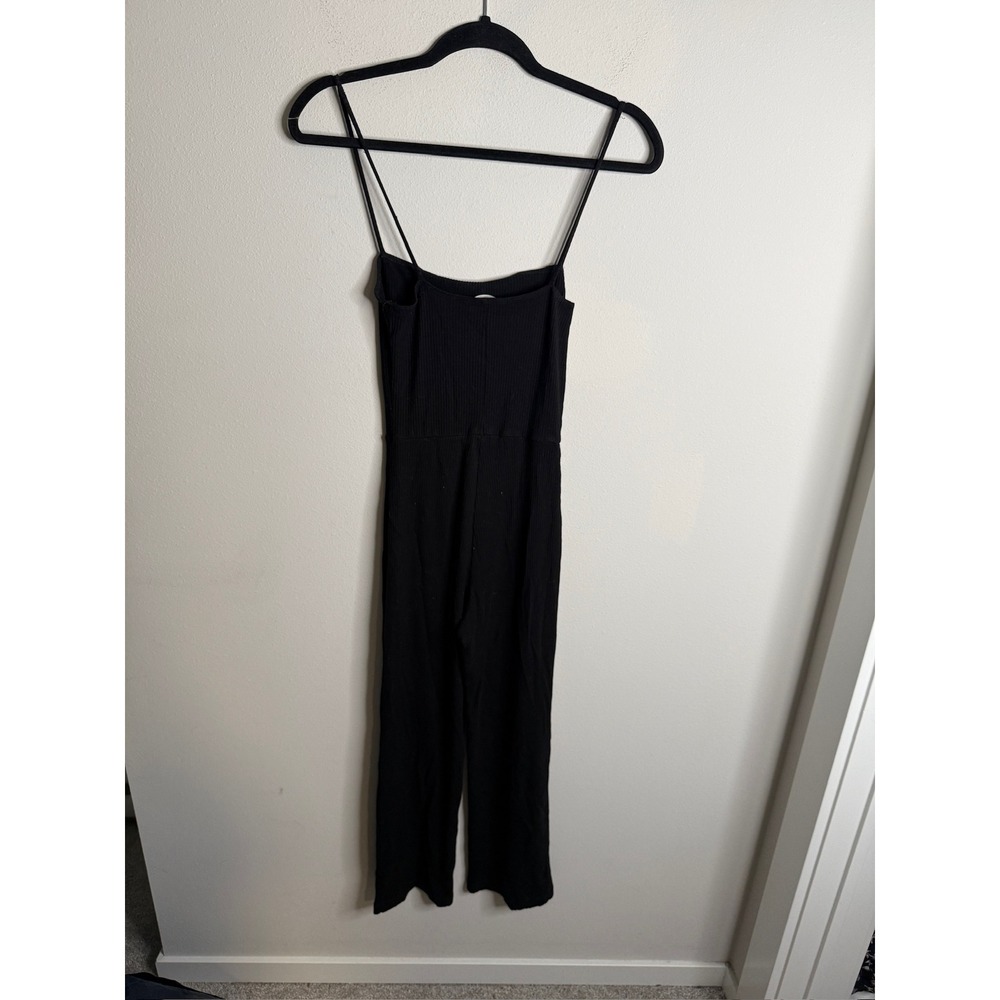 Reformation Jeans Women's Black Ribbed Knit Jumpsuit Spaghetti Strap Casual